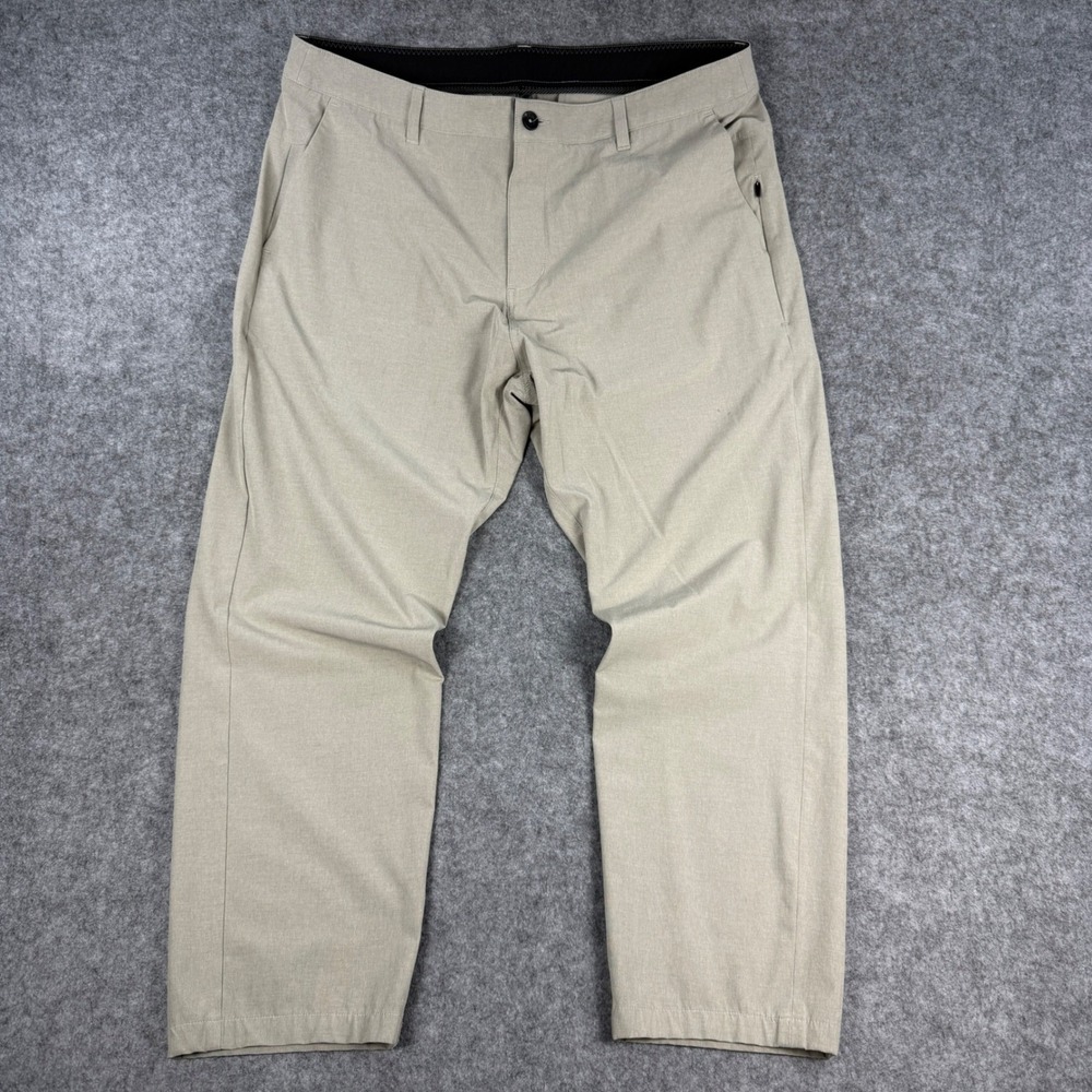 Vuori Aim Pants Mens 38x26 Khaki Lightweight Performance Stretch Technical V431